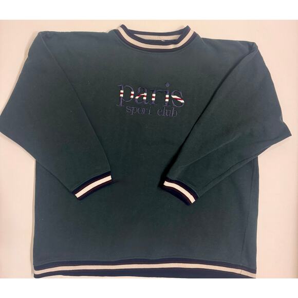 Vintage Paris Sport Club Crewneck Sweatshirt Green Size XL Women - Picture 1 of 5